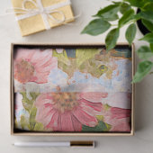 Papier Mousseline Jardin de fleurs roses sur l'art Feuille vert (Cadeau)