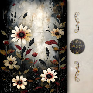 Papier Mousseline Jardin de fleurs sauvages lunatique Decoupage