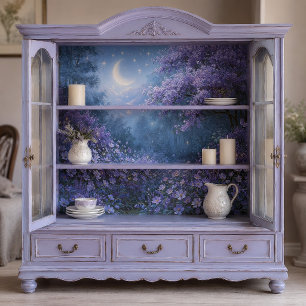Papier Mousseline Jardin de lavande sous la lune croissante en décou