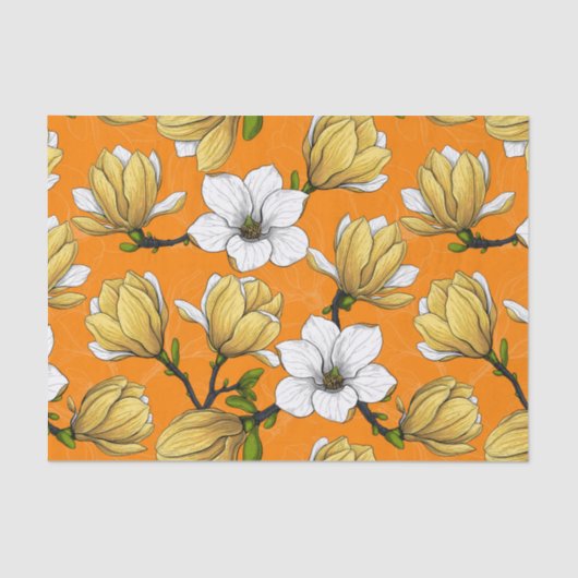 Papier Mousseline Jardin de Magnolia en jaune (Recto)