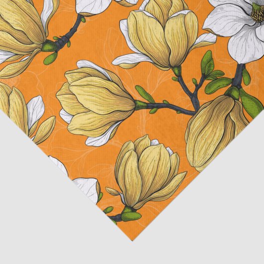 Papier Mousseline Jardin de Magnolia en jaune (Détail)
