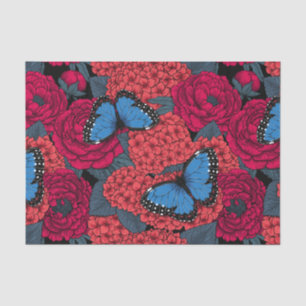 Papier Mousseline Jardin de morpho bleu