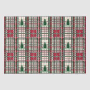 Papier Mousseline Jardin de Noël rouge et vert