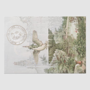 Papier Mousseline Jardin de Swan Fontaine Vintage Découpage français