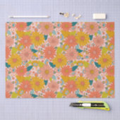 Papier Mousseline Jardin de tournesol rétro coloré (Artisanat)