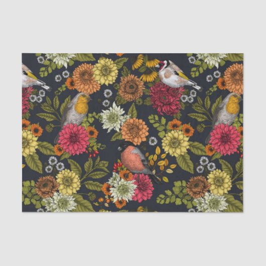 Papier Mousseline Jardin d'oiseaux et de fleurs 2 (Recto)