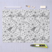 Papier Mousseline Jardin Fleur sauvage Protea Noir Et Blanc (Artisanat)