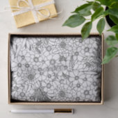 Papier Mousseline Jardin Fleur sauvage Protea Noir Et Blanc (Cadeau)