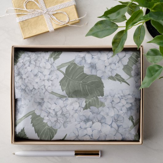 Papier Mousseline Jardin Floral d'Hydrangea Bleue (Cadeau)