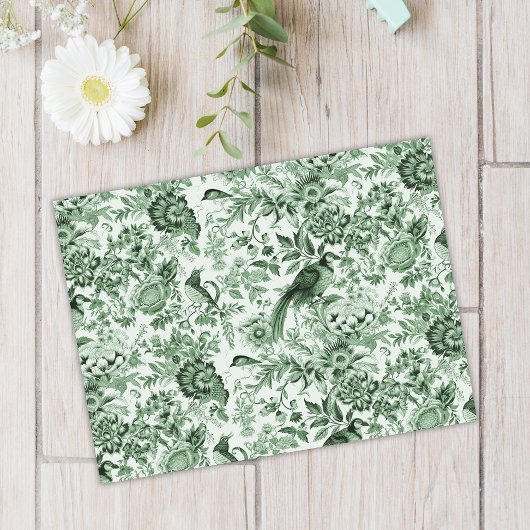 Papier Mousseline Jardin français Toile de Jouy Green
