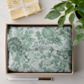 Papier Mousseline Jardin français Toile de Jouy Green (Cadeau)