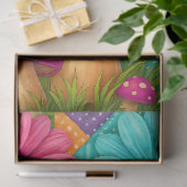 Papier Mousseline Jardin Patchwork – Floral Fantaisiste & Champignon (Cadeau)