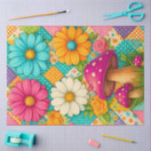 Papier Mousseline Jardin Patchwork – Floral Fantaisiste & Champignon (Artisanat)