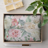 Papier Mousseline Jardin rose et blanc peint (Cadeau)