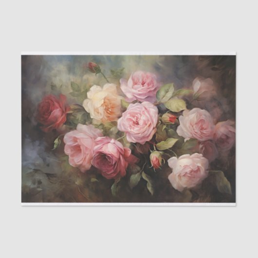 Papier Mousseline Jardin Rose victorien (Recto)