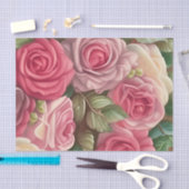 Papier Mousseline Jardin Rose victorien - Fleurs rose pastel (Artisanat)