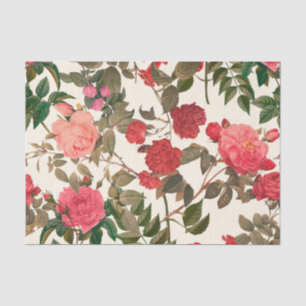 Papier Mousseline Jardin rose vintage à la crème florale