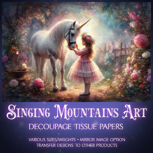 Papier Mousseline Jardin Secret de Conte de Fées Fille Licorne Décou