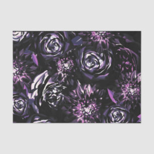 Papier Mousseline Jardin sombre ensorcelant Fleurs de glamour violet
