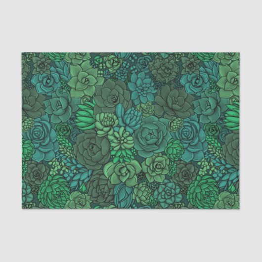 Papier Mousseline Jardin succulent en vert (Recto)