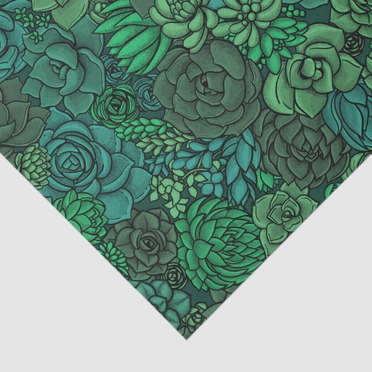 Papier Mousseline Jardin succulent en vert (Détail)