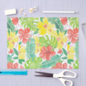 Papier Mousseline Jardin tropical, plumeria hibiscus et feuilles de (Artisanat)