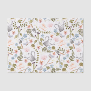 Papier Mousseline Jardin Vintage Aquarelle Cottagecore
