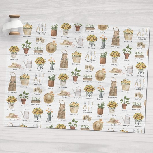 Papier Mousseline Jardinage Essential Watercolor Motif de tournesol
