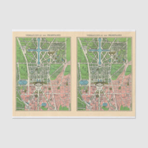 Papier Mousseline Jardins de Versailles, Restauré Découpage Vintage