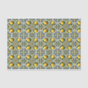 Papier Mousseline Jaune Capri Citron Méditerranée Bleu Mariage