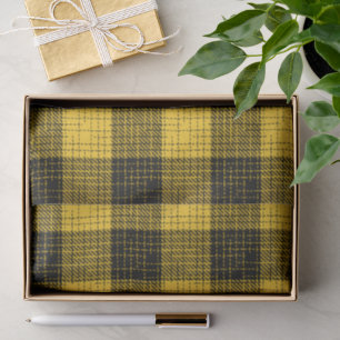 Papier Mousseline Jaune Croix à carreaux noirs Buffalo Check