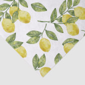 Papier Mousseline Jaune d'été citrons à l'aquarelle avec feuilles ve (Détail)