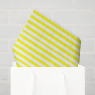 Papier Mousseline Jaune Ensoleillé et Rayures Blanches