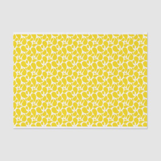 PAPIER MOUSSELINE JAUNE ET BLANC MOTIF PAISLEY (Recto)