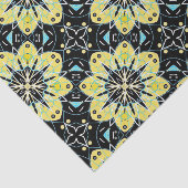 Papier Mousseline Jaune et noir Stylé Floral Motif géométrique (Détail)