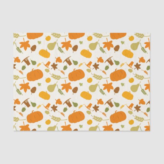 Papier Mousseline Jaune et Orange Thanksgiving Motif (Recto)