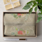 Papier Mousseline Jaune floral de corail d'aquarelle de roses (Cadeau)