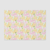 Papier Mousseline Jaune Floral Rose (Recto)