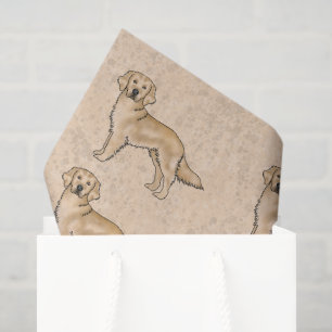 Papier Mousseline Jaune Golden Retriever mignon Motif de dessin anim