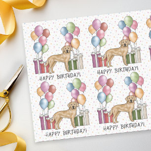 Papier Mousseline Jaune Labrador Retriever Chien coloré Anniversaire