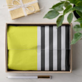 Papier Mousseline Jaune néon avec rayures noires et blanches (Cadeau)