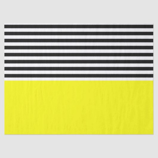 Papier Mousseline Jaune néon avec rayures noires et blanches (Recto)