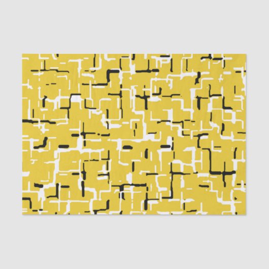 Papier Mousseline Jaune noir blanc Motif moderne (Recto)