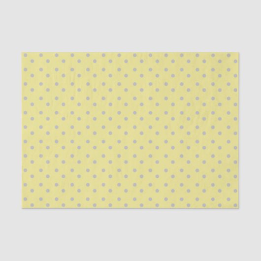 Papier Mousseline Jaune pâle avec Pois gris (Recto)