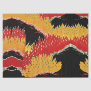 PAPIER MOUSSELINE JAUNE ROUGE JAUNE ABSTRAIT JAPONAIS FLORAL