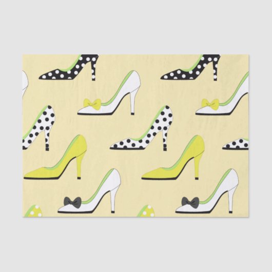 Papier Mousseline Jaune talons haute mode (Recto)