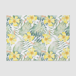 Papier Mousseline Jaune Tropical Hibiscus Floral Fête de Mariage