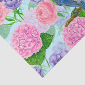 Papier Mousseline Jay bleu et fleurs motif aquarelle (Détail)