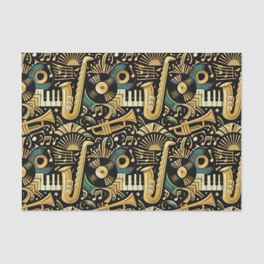 Papier Mousseline Jazz Age Music Pattern (Recto)