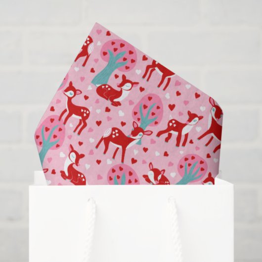 Papier Mousseline Je T'Aime Cher Valentines Day Deer Patternes (Sac cadeau)